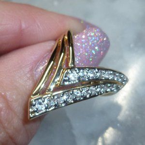 18K Yellow Gold EP Cubic Zirconia Dolphin Ore Ring